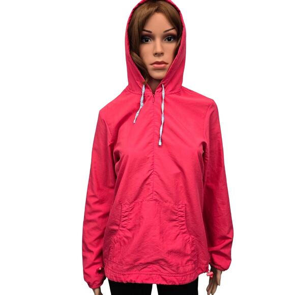 LL Bean Hooded Windbreaker Quarter 1/4 Zip Popover Women S Lightweight Jacket - Picture 1 of 13